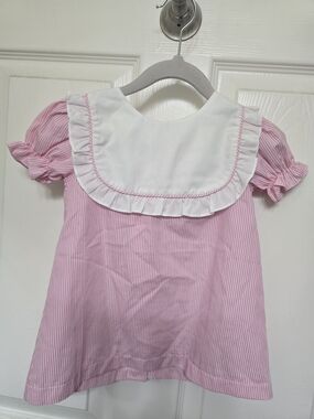 Banana Split Pink Striped Bishop Dress with White Sailor Collar